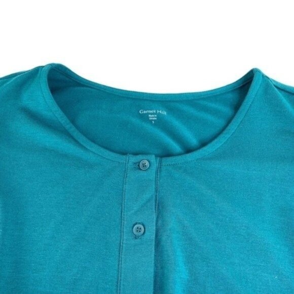 NWT Garnet Hill Teal Button Front Midi Jersey Dress - Picture 3 of 8